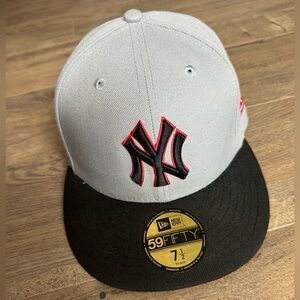 New Era Gray and Black Cap with Red Logo